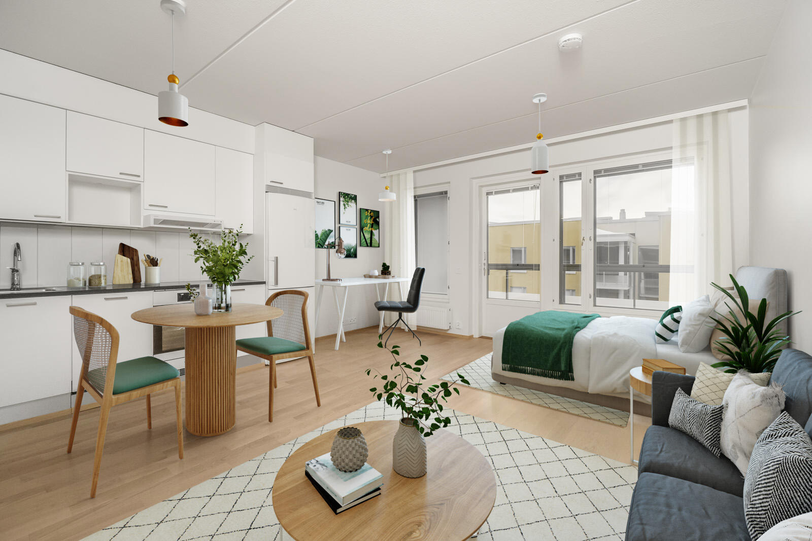 Pääkuva: digistailattu huoneistokuva.