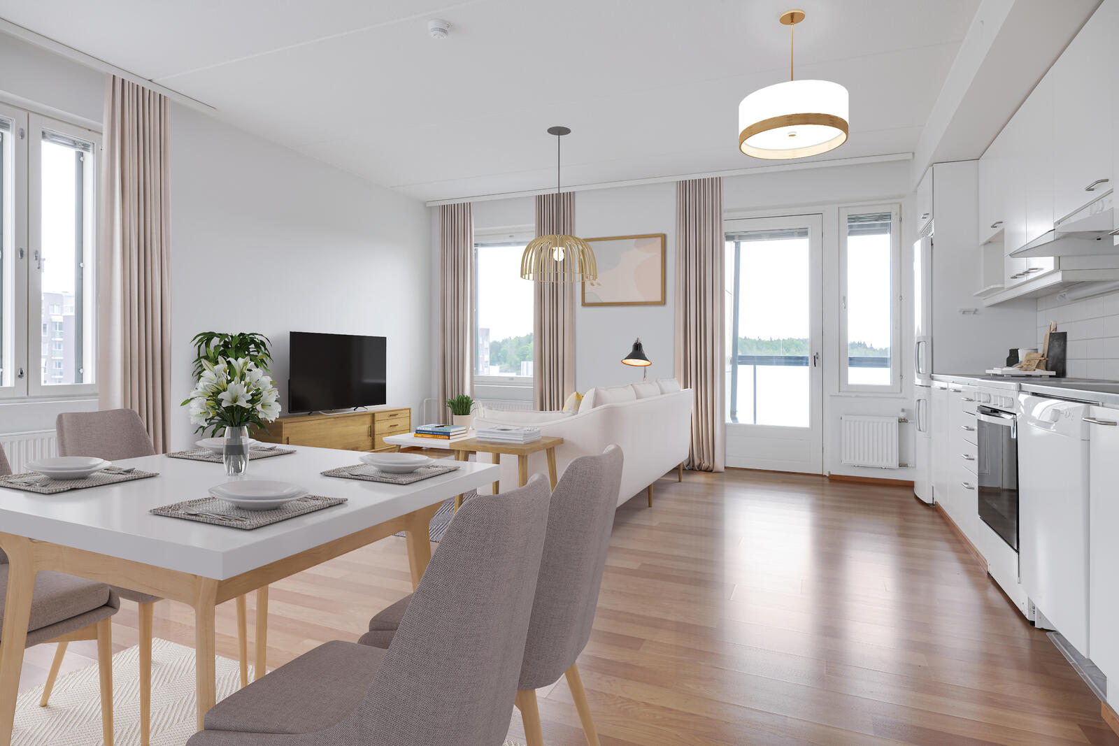 Pääkuva: digistailattu huoneistokuva.