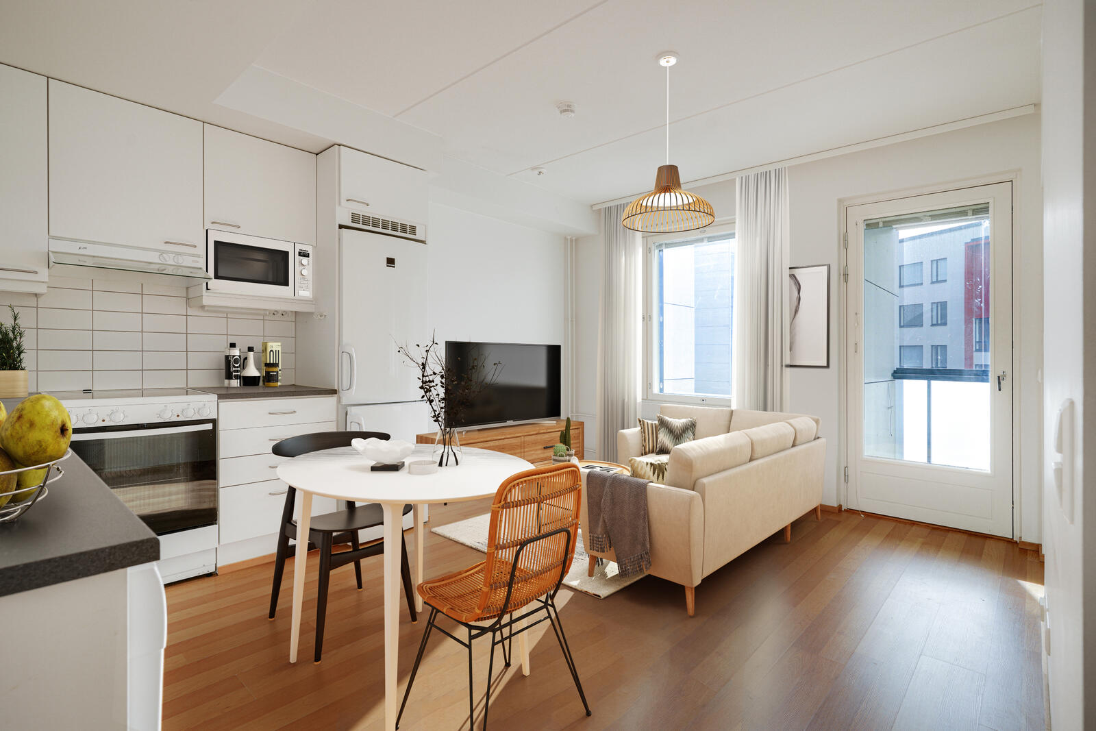 Pääkuva: digistailattu huoneistokuva.