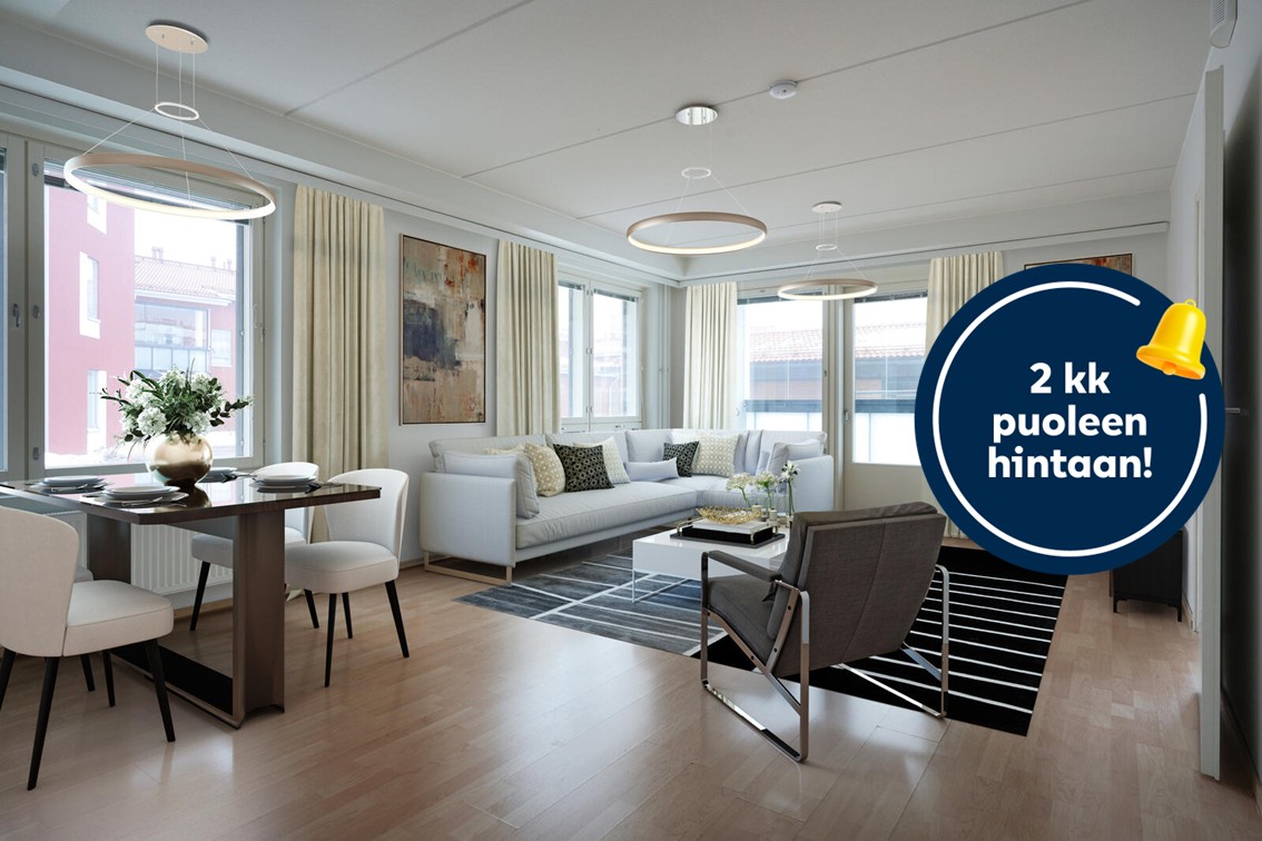 Pääkuva: digistailattu huoneistokuva.