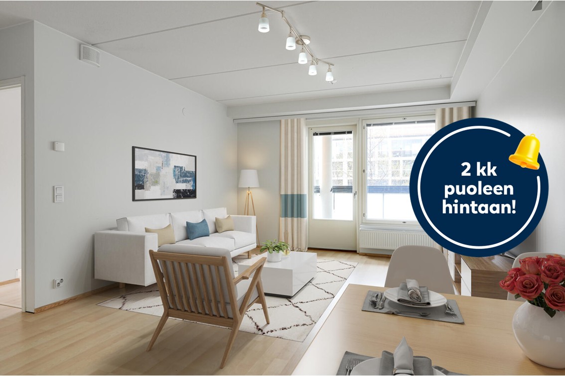 Pääkuva: digistailattu huoneistokuva.