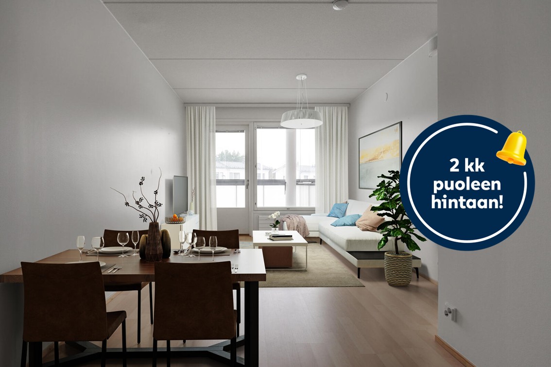 Pääkuva: digistailattu huoneistokuva.