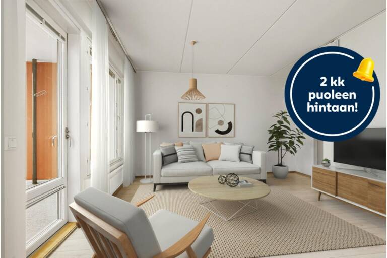 Pääkuva: digistailattu huoneistokuva.
