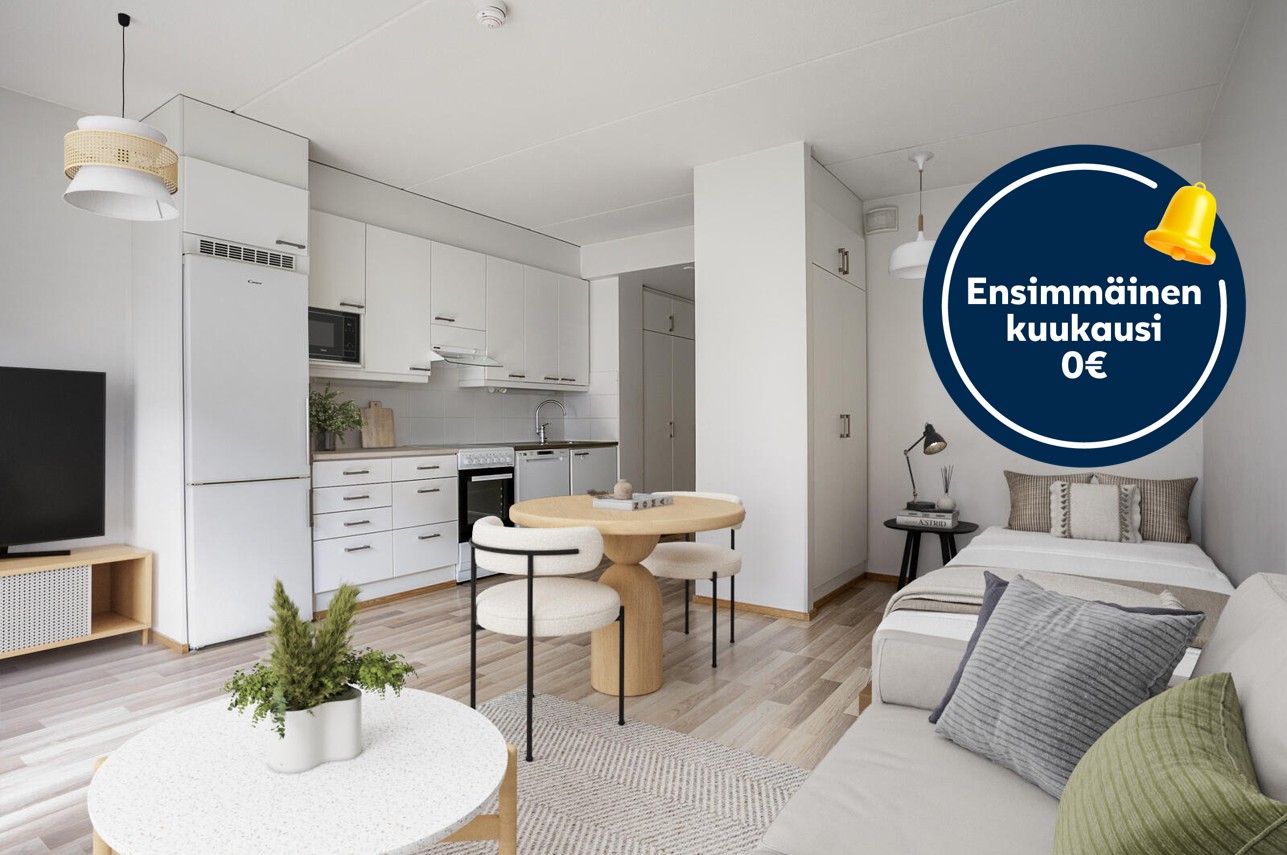 Pääkuva: digitaalinen sisustus. Ensimmäinen kuukausi 0€ logo.