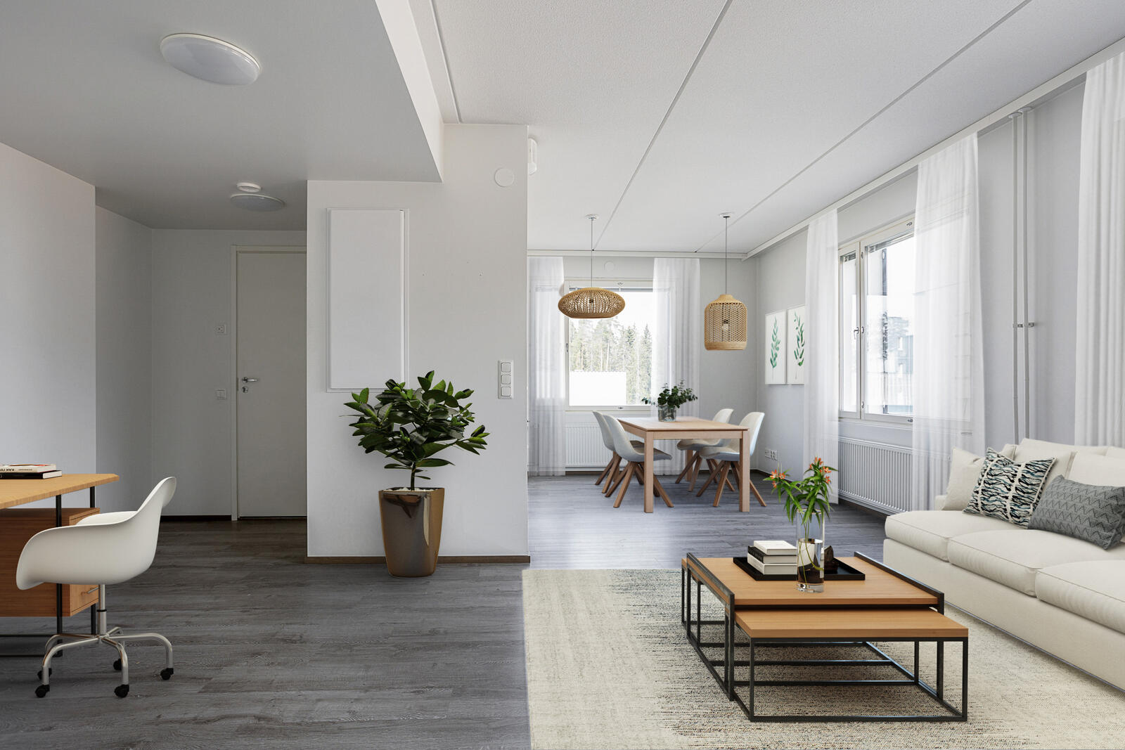 Pääkuva: digistailattu huoneistokuva.