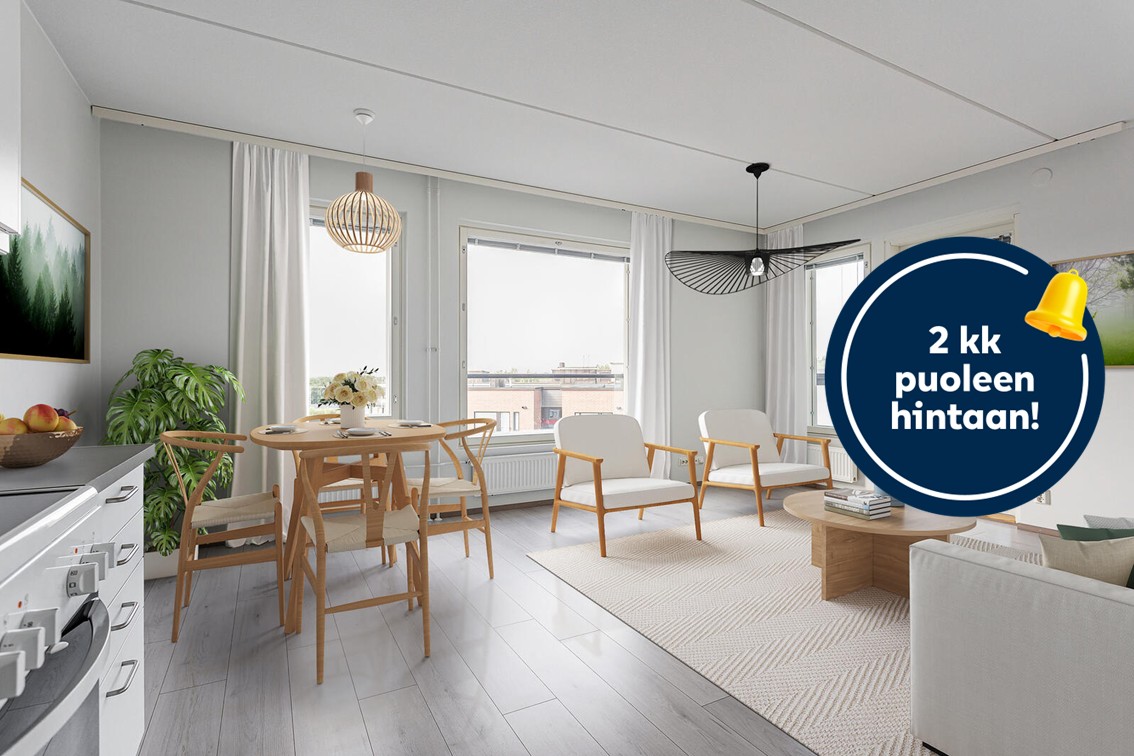 Pääkuva: digistailattu huoneistokuva.