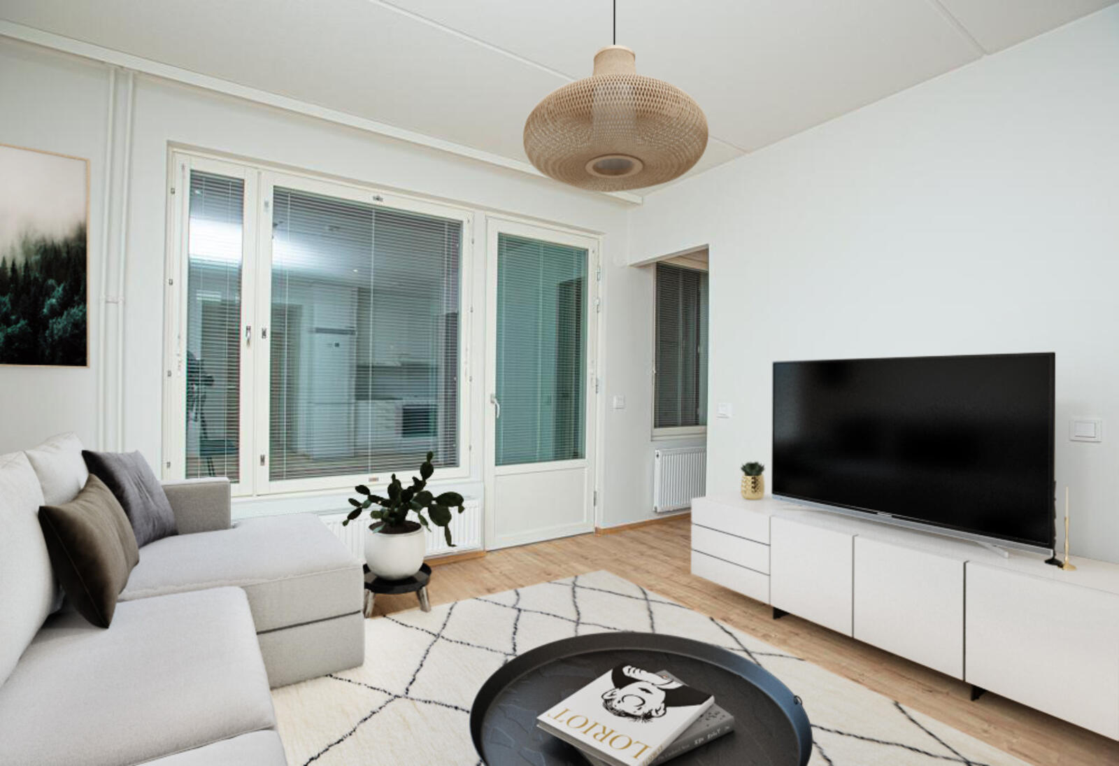 Pääkuva: digistailattu huoneistokuva.