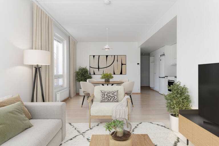 Pääkuva: digistailattu huoneistokuva.