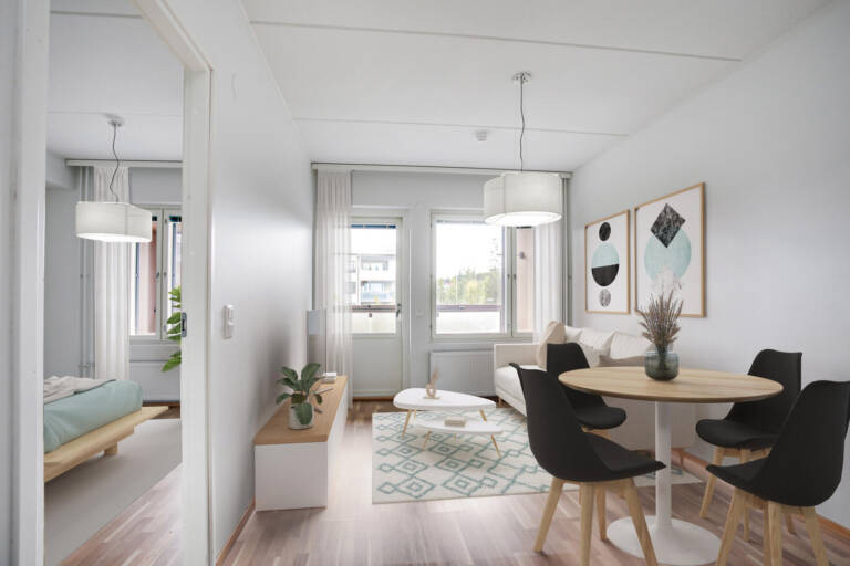 Pääkuva: digistailattu huoneistokuva.