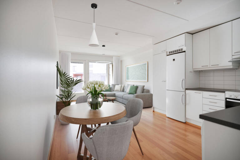 Pääkuva: Digistailattu huoneistokuva.