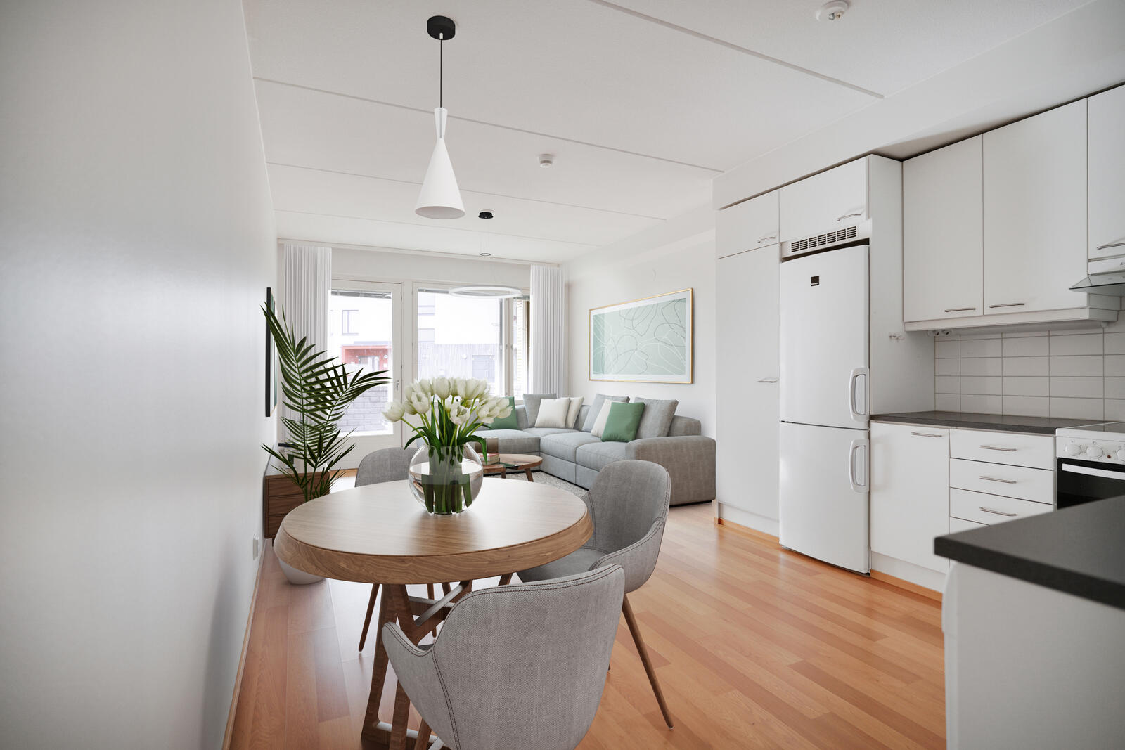 Pääkuva: Digistailattu huoneistokuva.