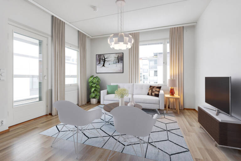 Pääkuva: Digistailattu huoneistokuva.