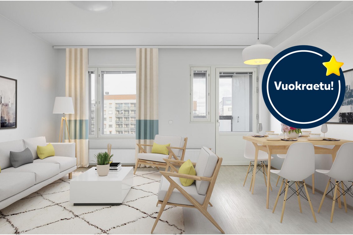 Pääkuva: digistailattu huoneistokuva.
