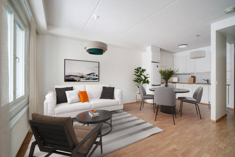 Pääkuva: digistailattu huoneistokuva.