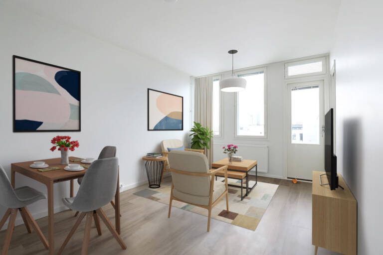 Pääkuva: digistailattu huoneistokuva.