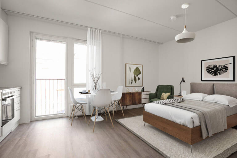 Pääkuva: digistailattu huoneistokuva.