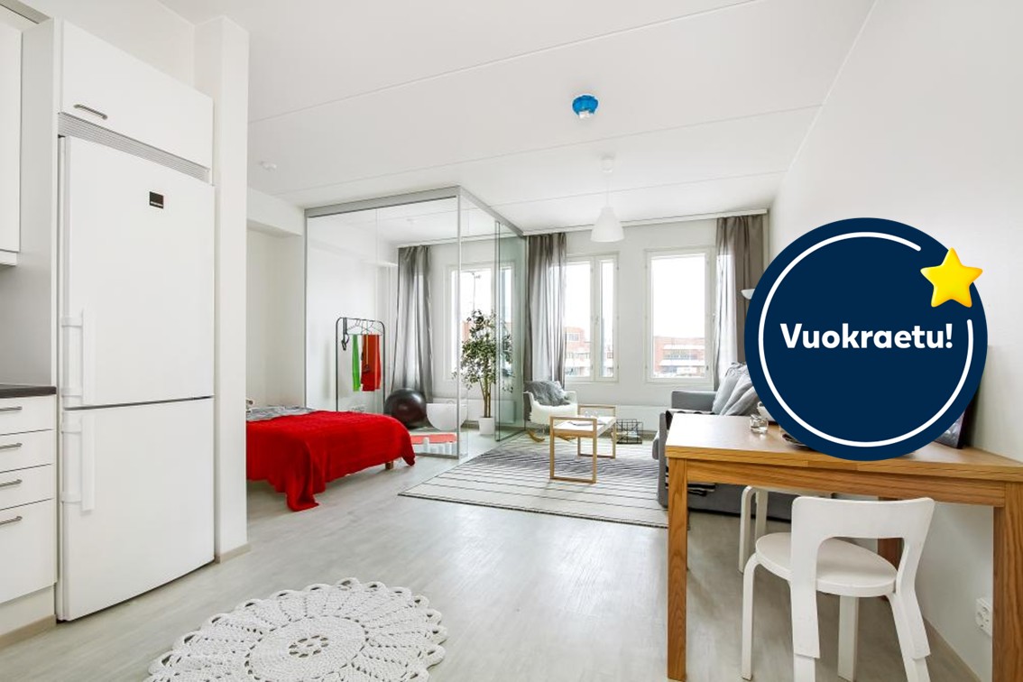 Pääkuva: digistailattu huoneistokuva. Kampanja: Kuusi ensimmäistä kuukautta -50€.