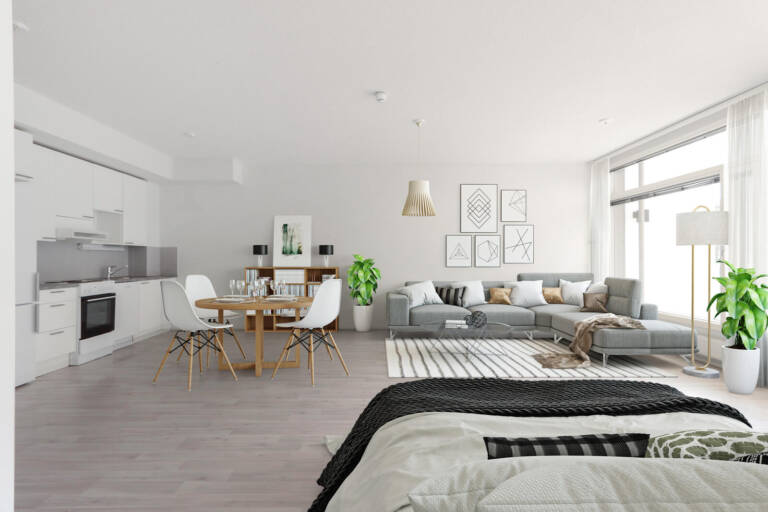 Pääkuva: digistailattu huoneistokuva.