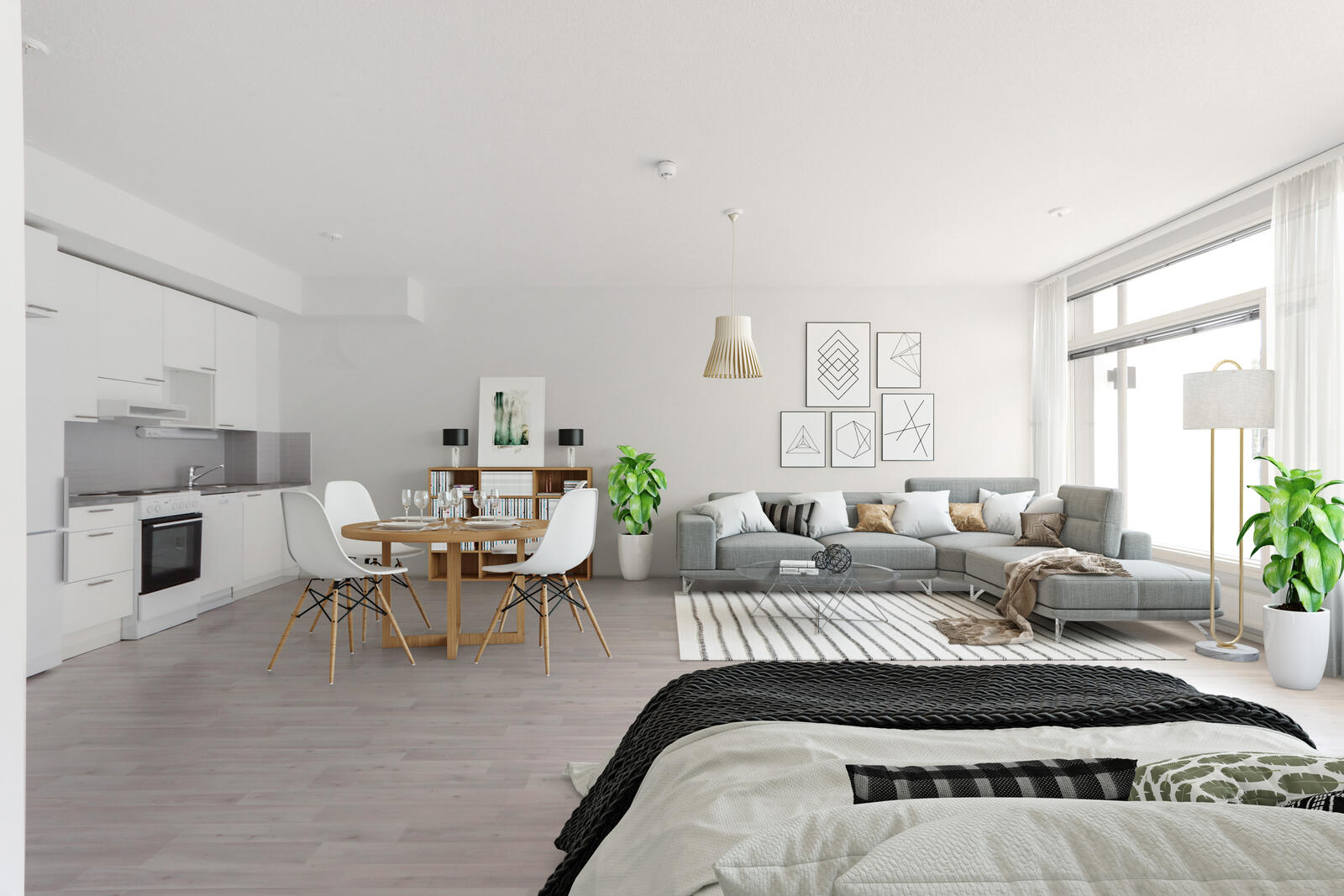 Pääkuva: digistailattu huoneistokuva.