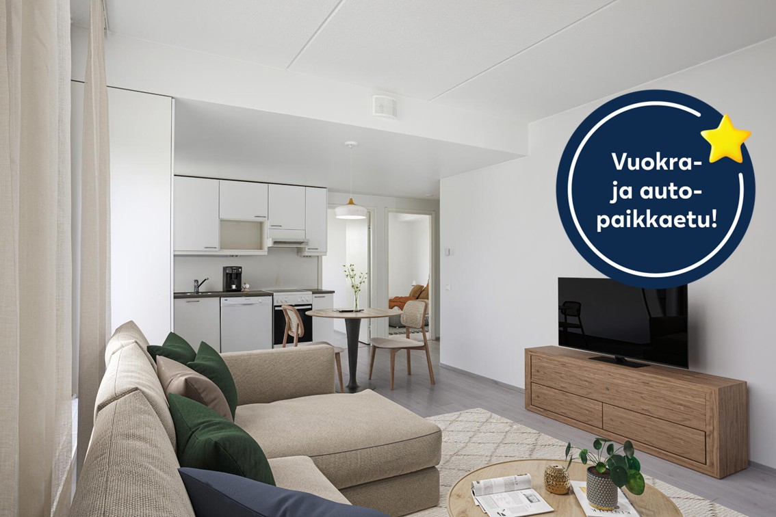 Pääkuva: digistailattu huoneistokuva.