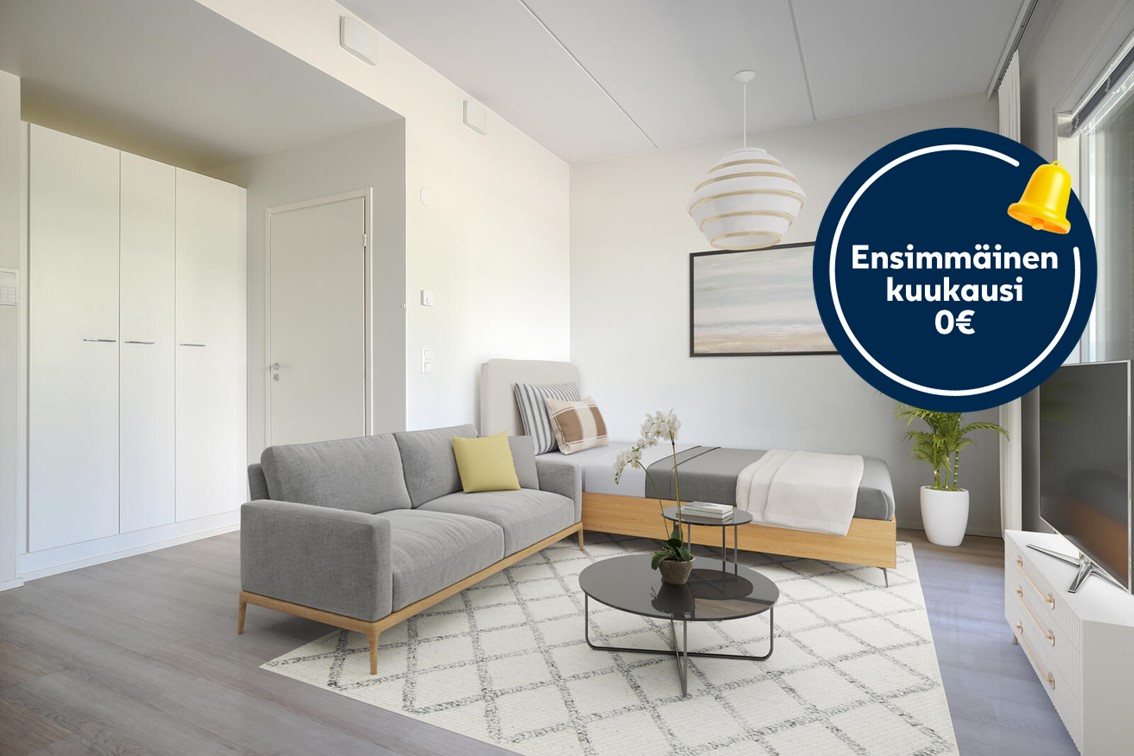 Kampanjakuvake: ensimmäinen kuukausi 0 €.