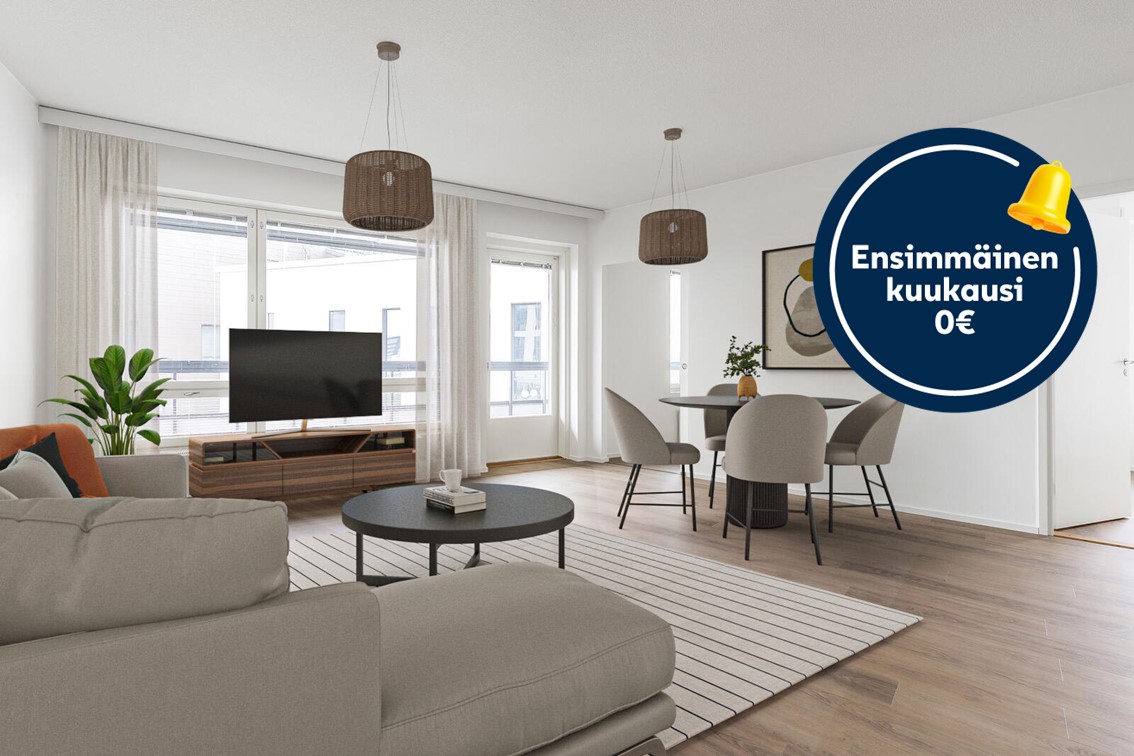 Kampanjakuvake: Ensimmäinen kuukausi 0 €.