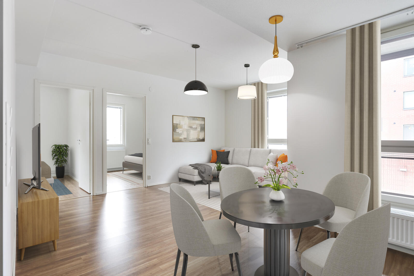 Pääkuva: digistailattu huoneistokuva.