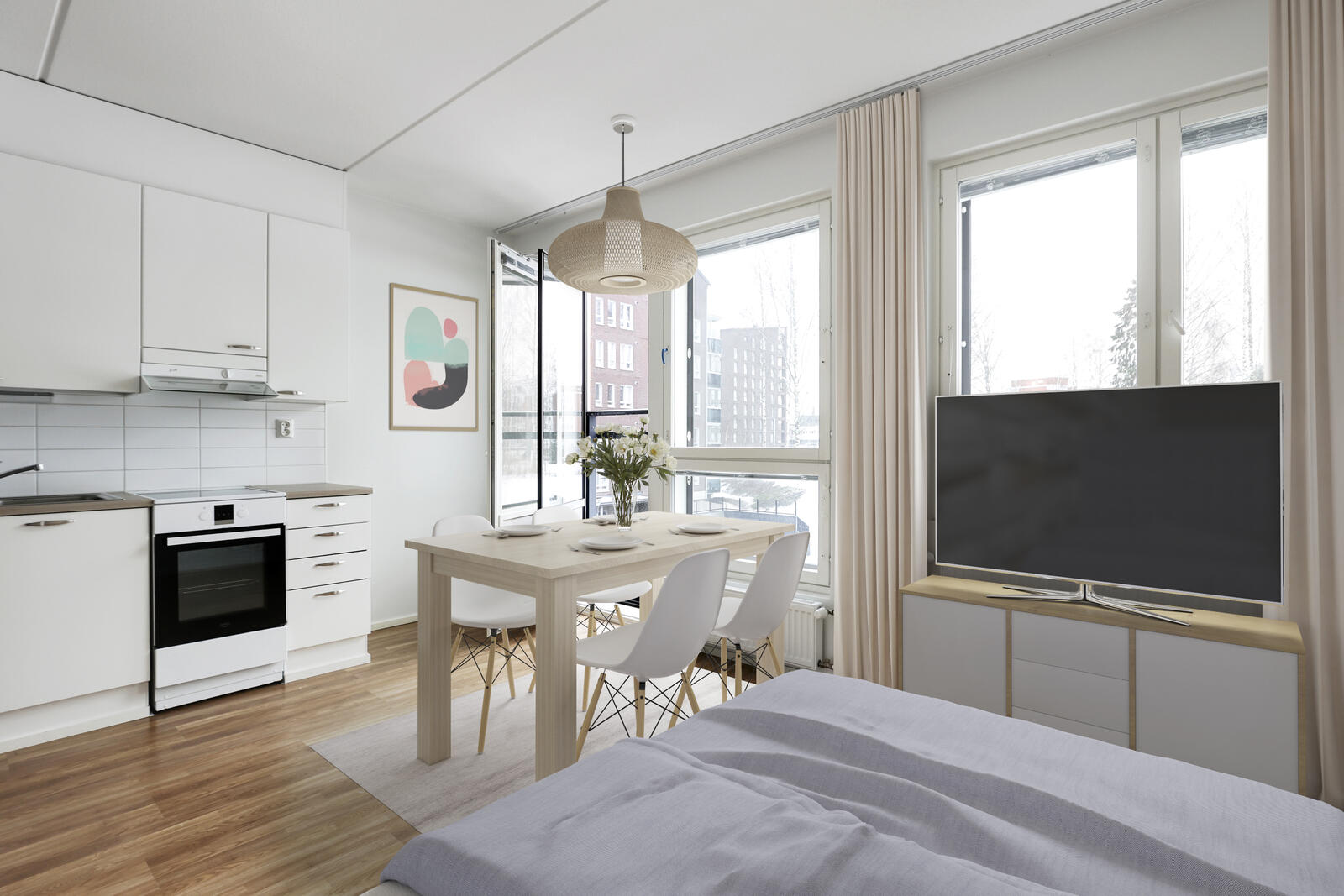 Pääkuva: digistailattu huoneistokuva.