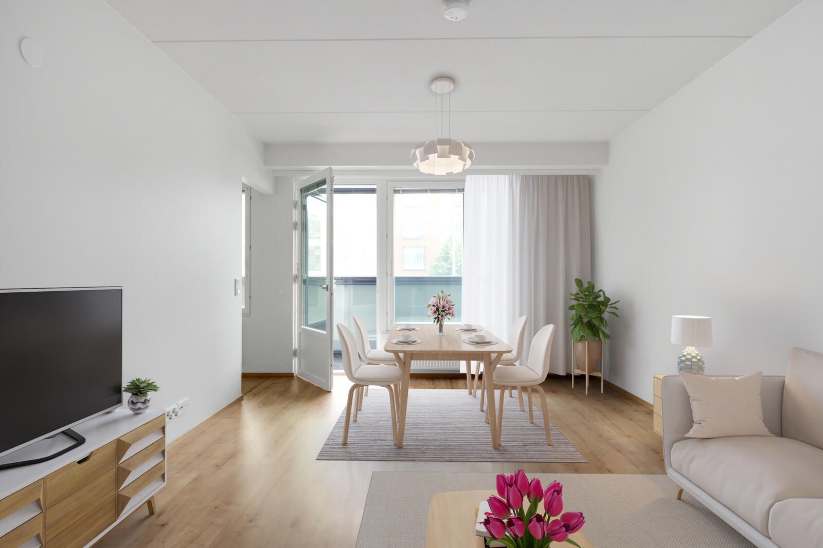 Pääkuva: digistailattu huoneistokuva.