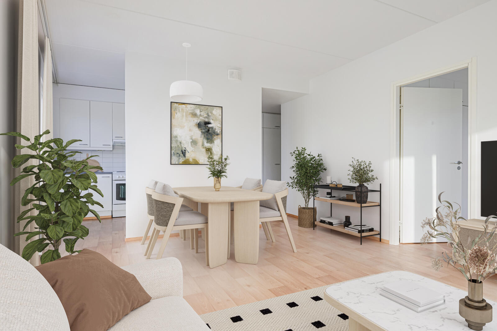 Pääkuva: digistailattu huoneistokuva.