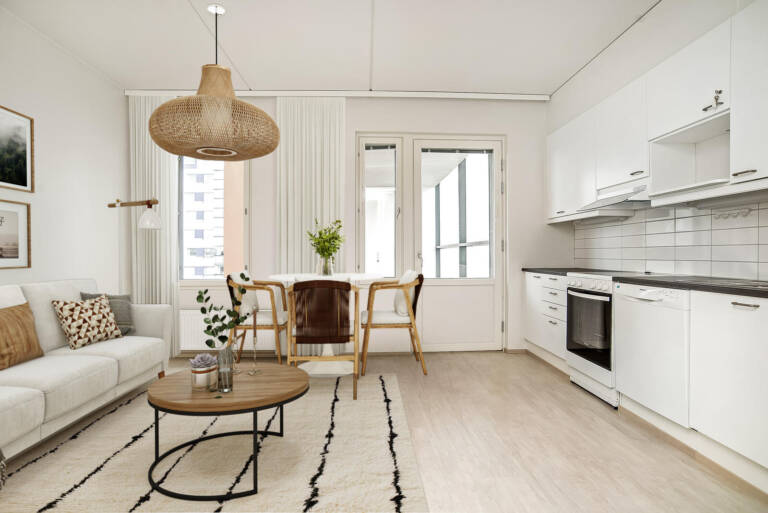 Pääkuva: digistailattu huoneistokuva.