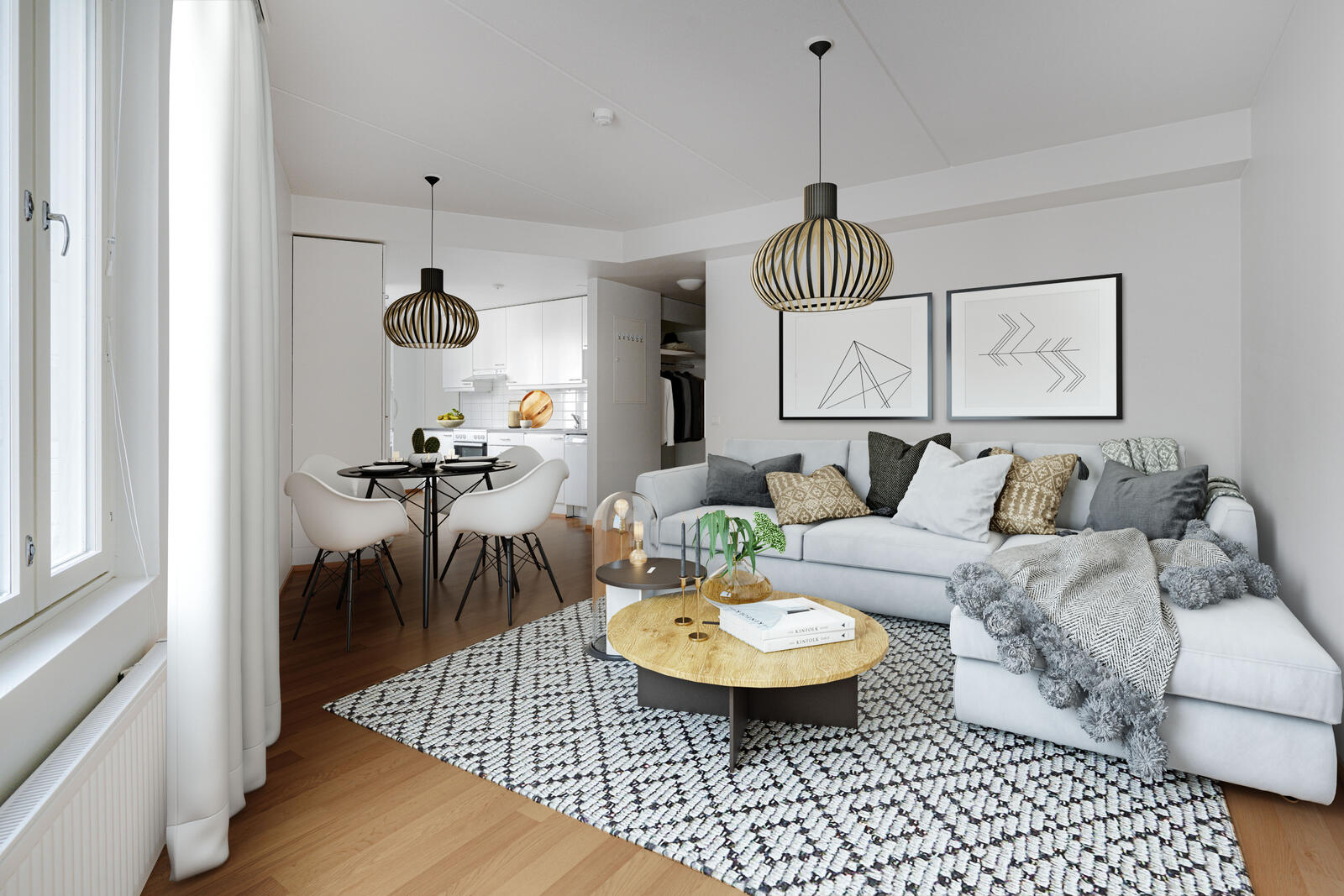 Pääkuva: digistailattu huoneistokuva.