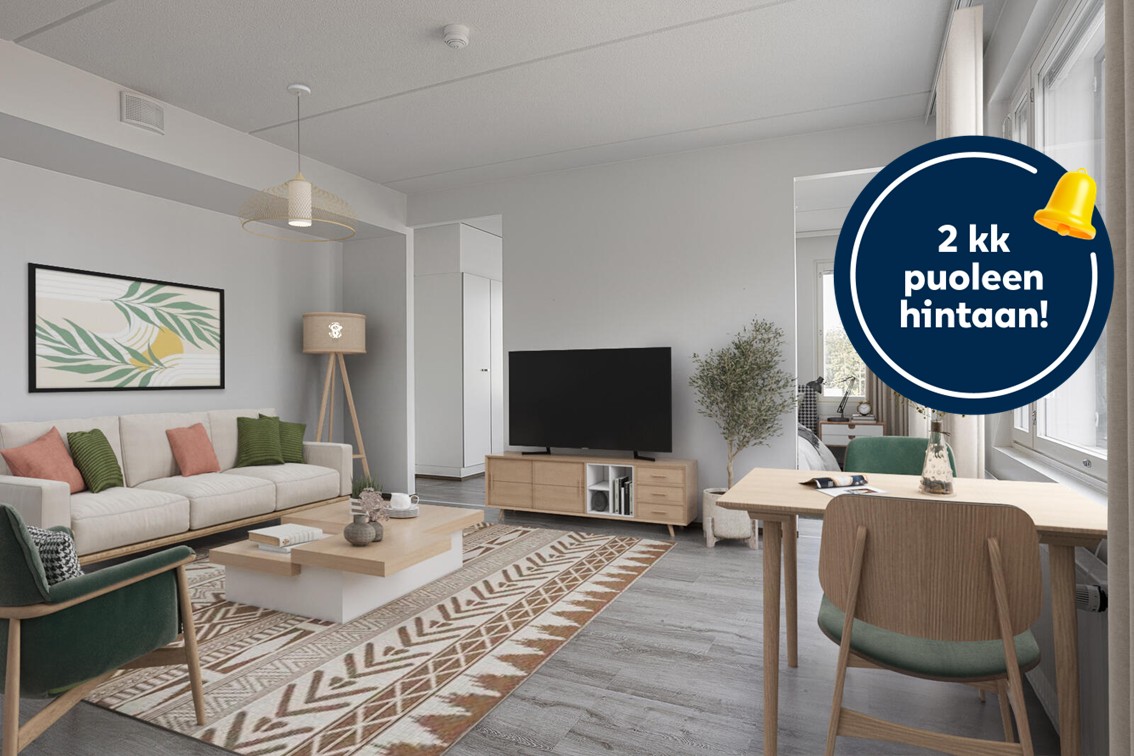 Pääkuva: digistailattu huoneistokuva.