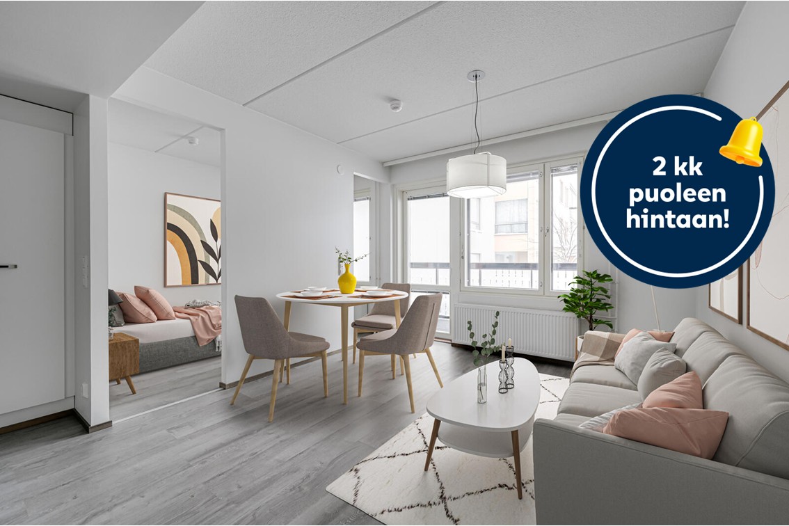 Pääkuva: digistailattu huoneistokuva.