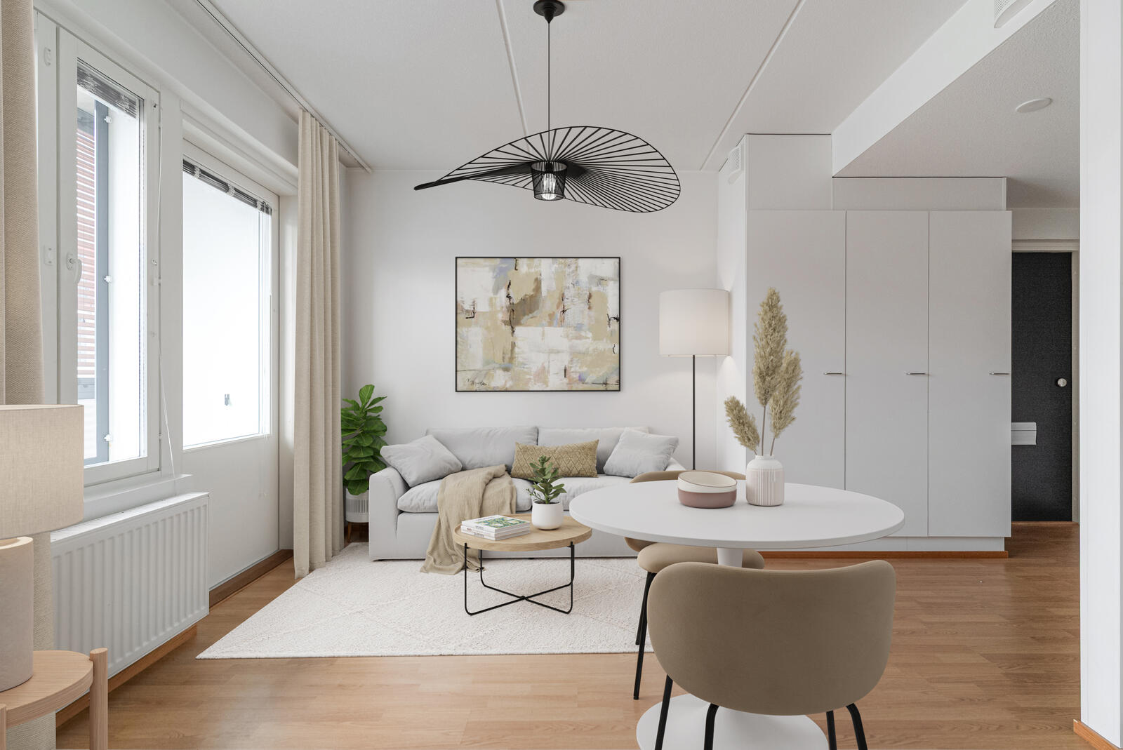 Pääkuva: digistailattu huoneistokuva.