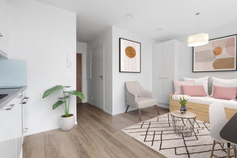 Pääkuva: digistailattu huoneistokuva.