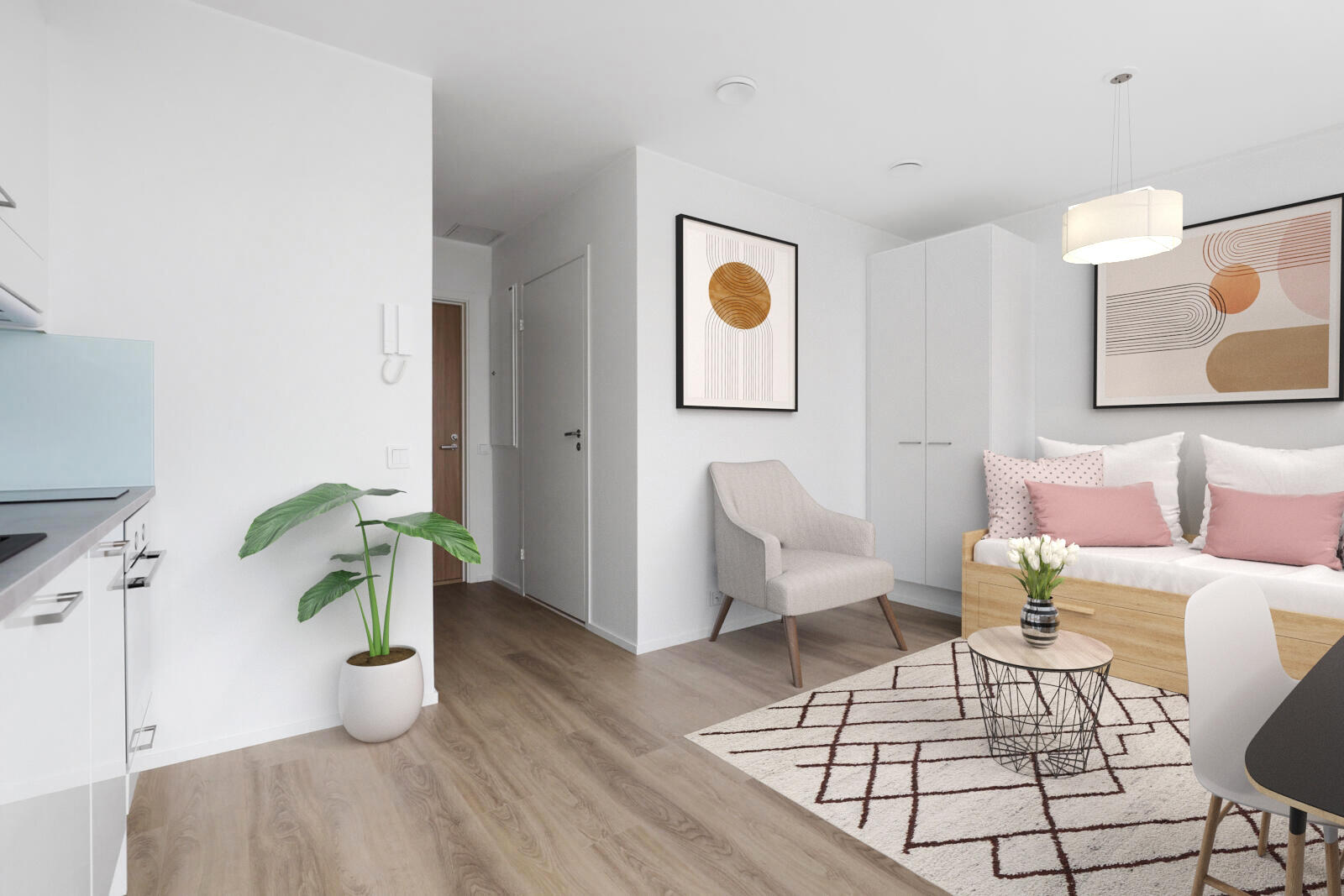 Pääkuva: digistailattu huoneistokuva.