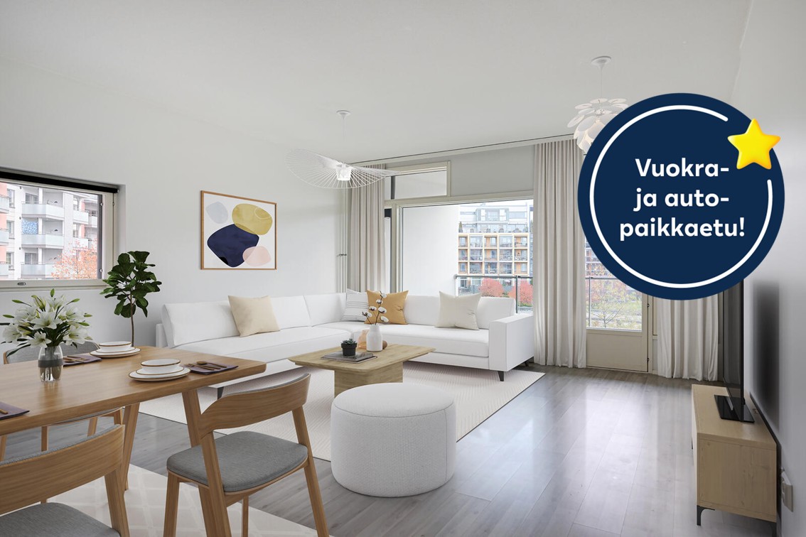 Pääkuva: digistailattu huoneistokuva.