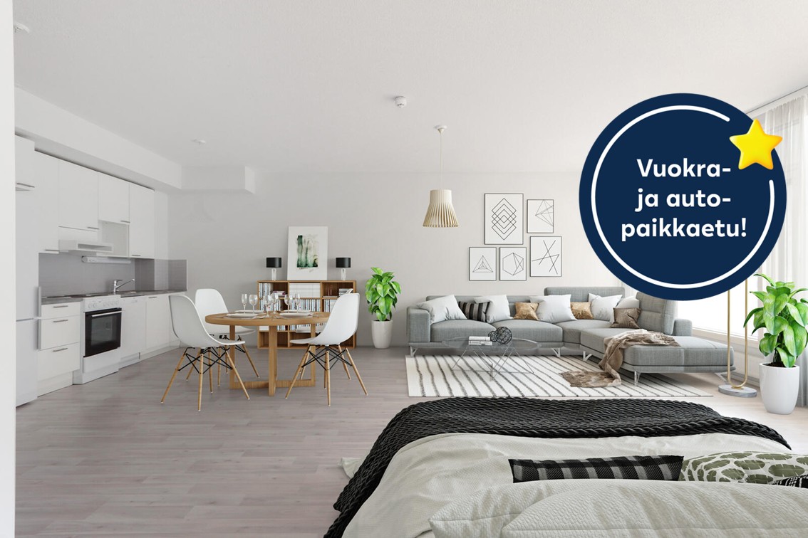 Pääkuva: digistailattu huoneistokuva.