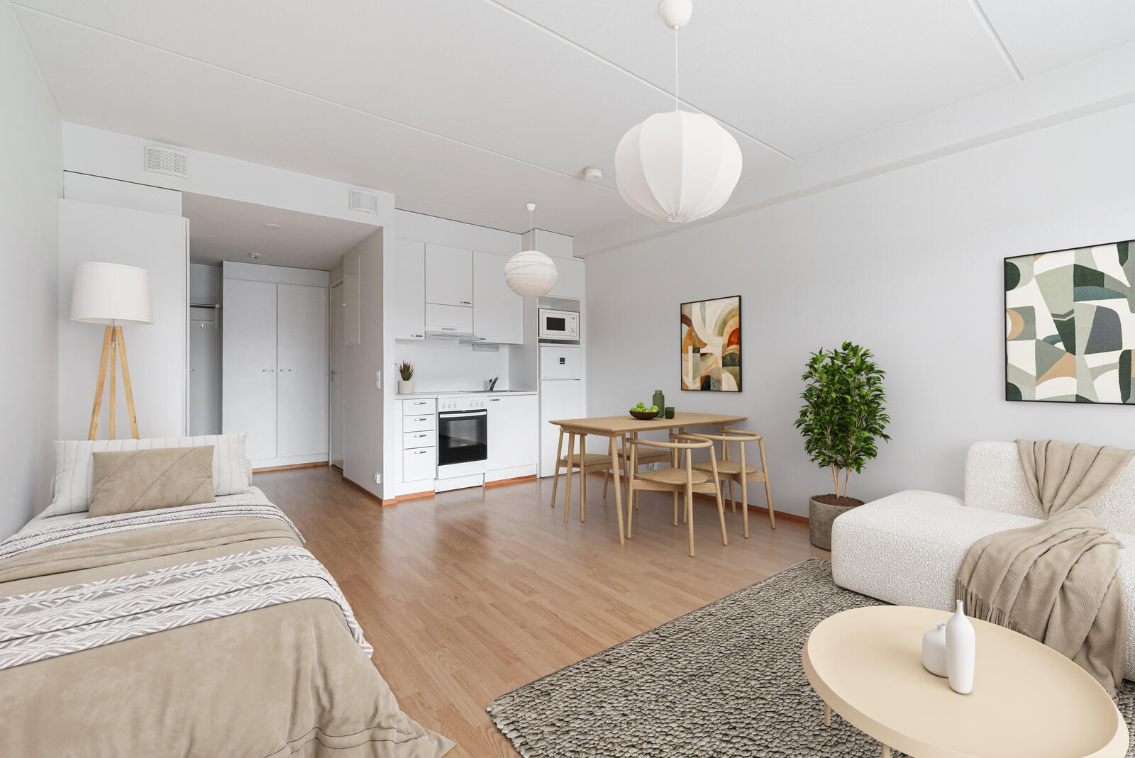 Pääkuva: digistailattu huoneistokuva.