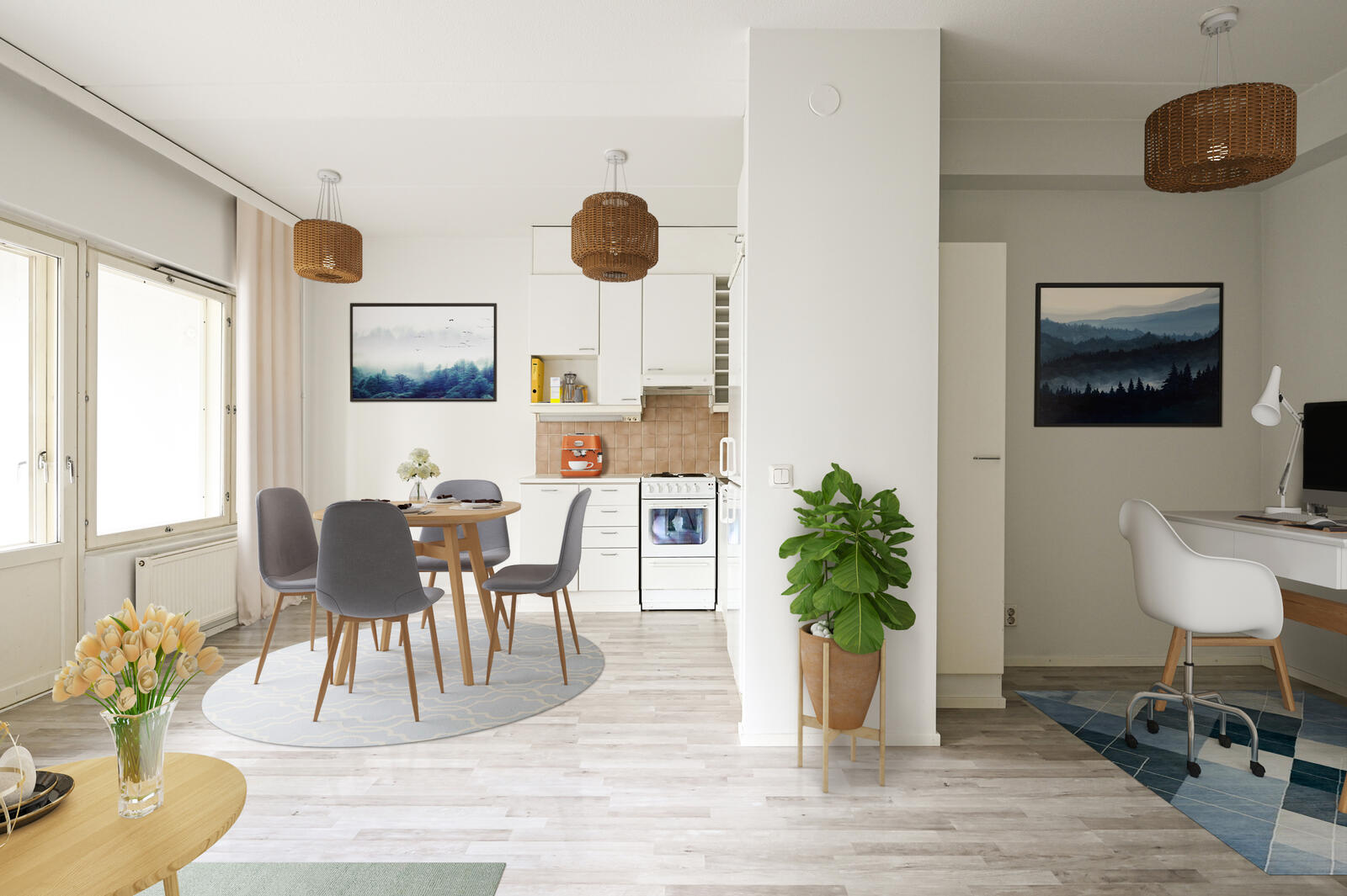 Pääkuva: digistailattu huoneistokuva.