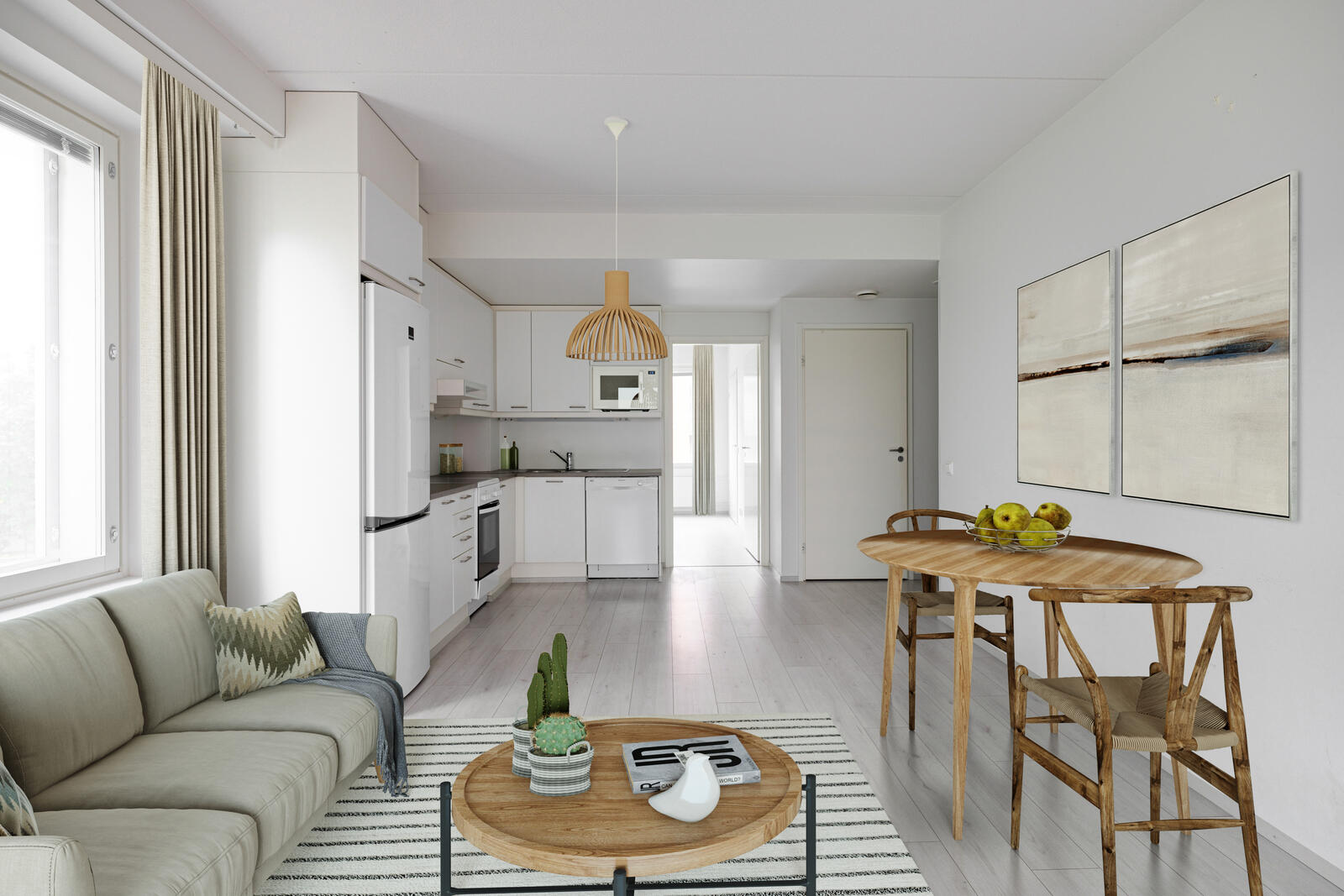 Pääkuva: digistailattu huoneistokuva.