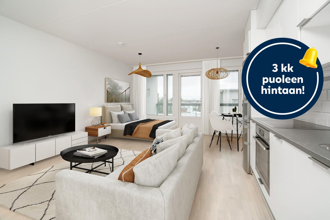 Pääkuva: digistailattu huoneistokuva.