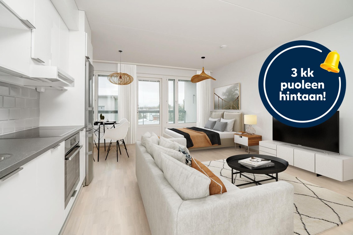 Pääkuva: digistailattu huoneistokuva.