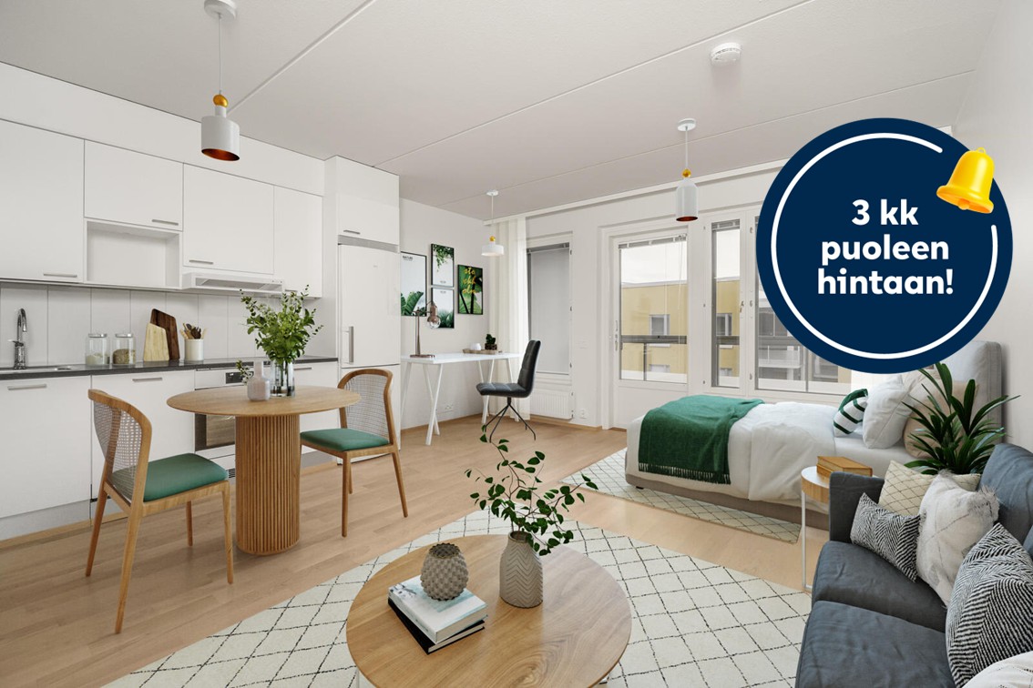 Pääkuva: digistailattu huoneistokuva.