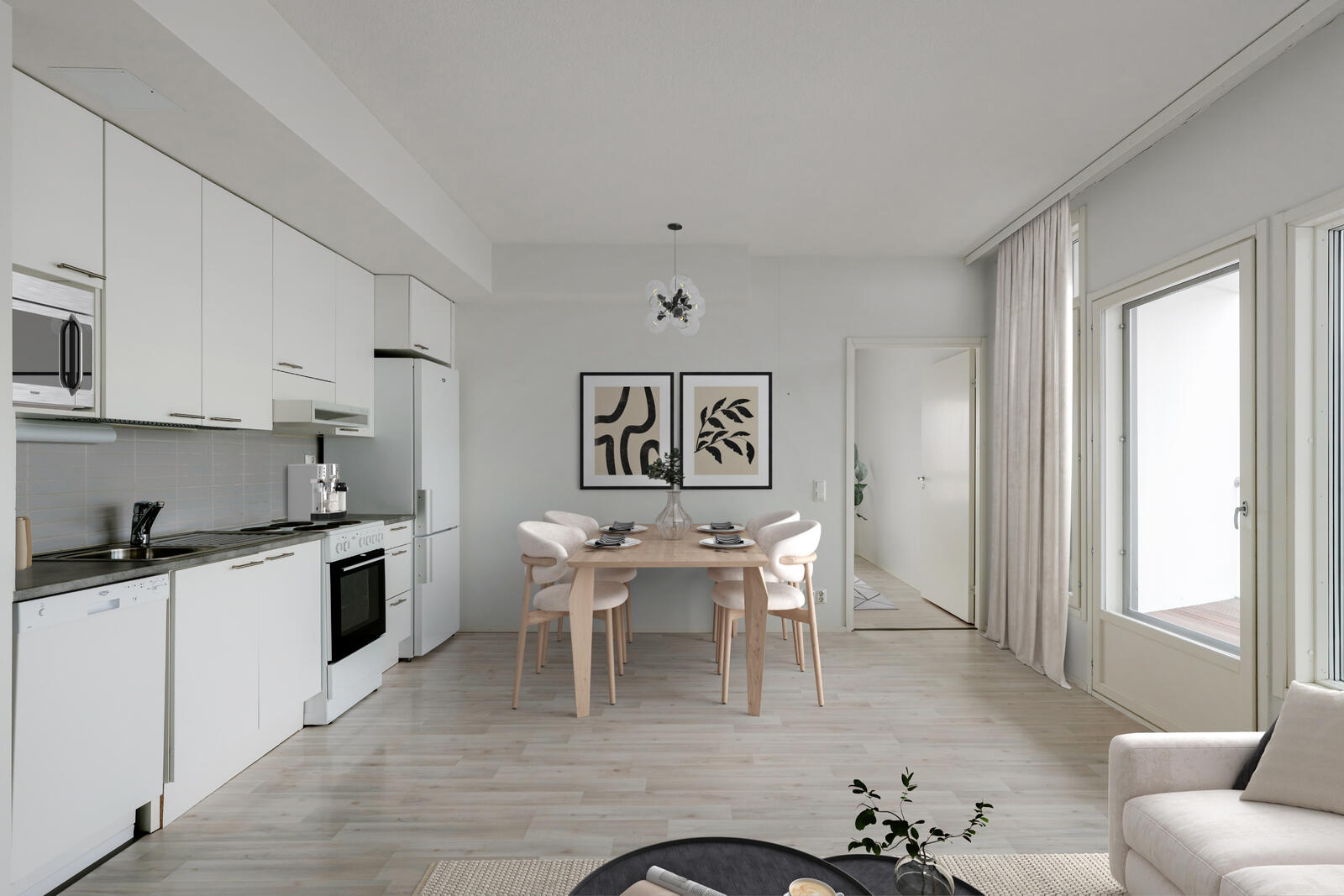 Pääkuva: digistailattu huoneistokuva.