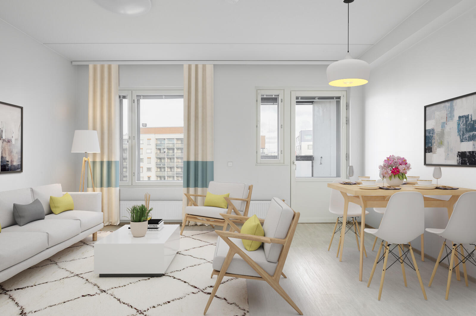 Pääkuva: digistailattu huoneistokuva.