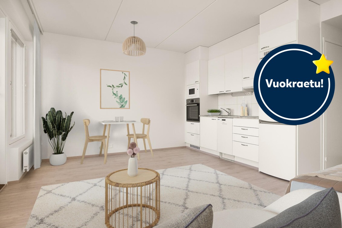 Pääkuve: digitaalinen sisustus. Vuokraetu!-logo.