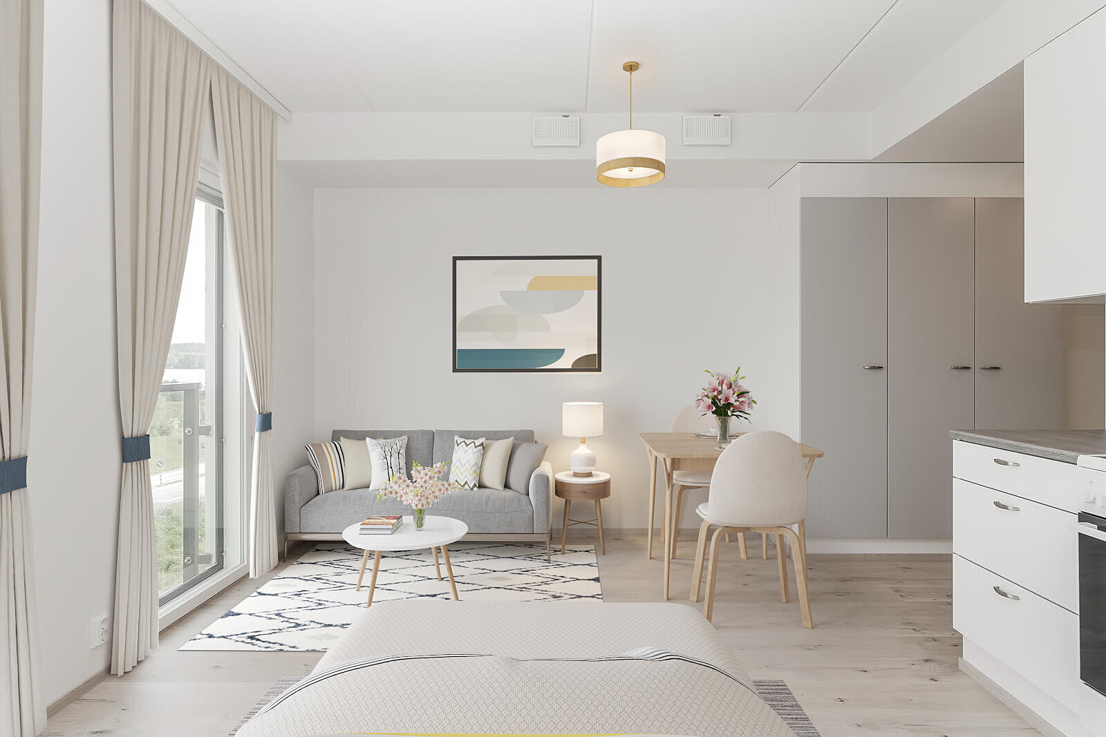 Pääkuva: digistailattu huoneistokuva.