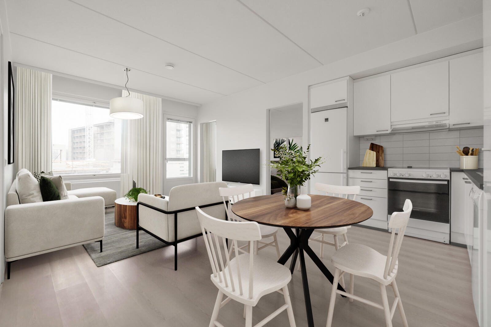 Pääkuva: digistailattu huoneistokuva.